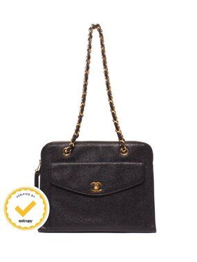 Chanel Chain Shoulder Bag Gold No. 5 Caviar Leather